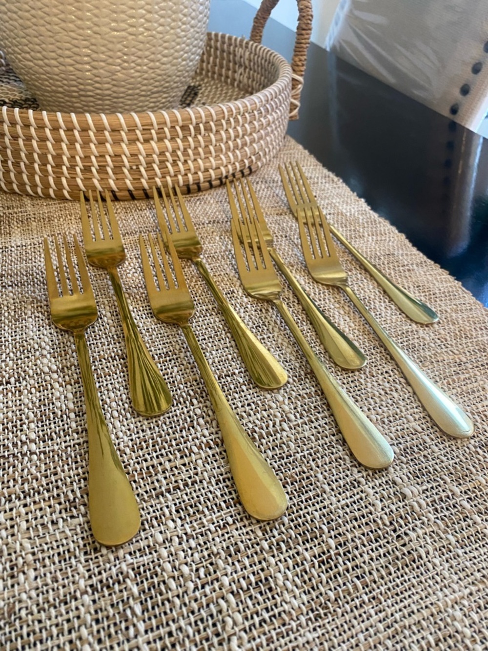 Gold Dessert Forks - Sleek Home Dining Set